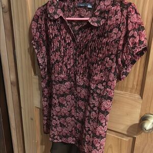 Floral Pink and Black Women's Top